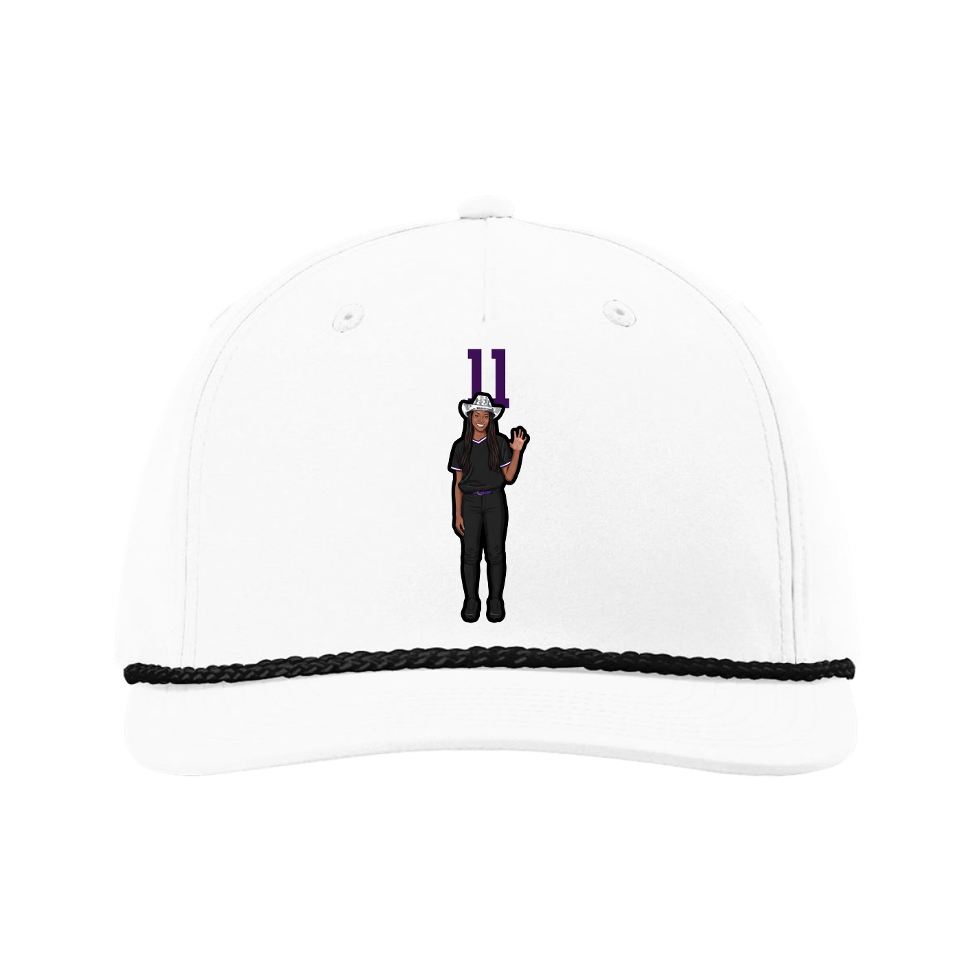 Five-Panel Classic Rope Cap — Number Top in White