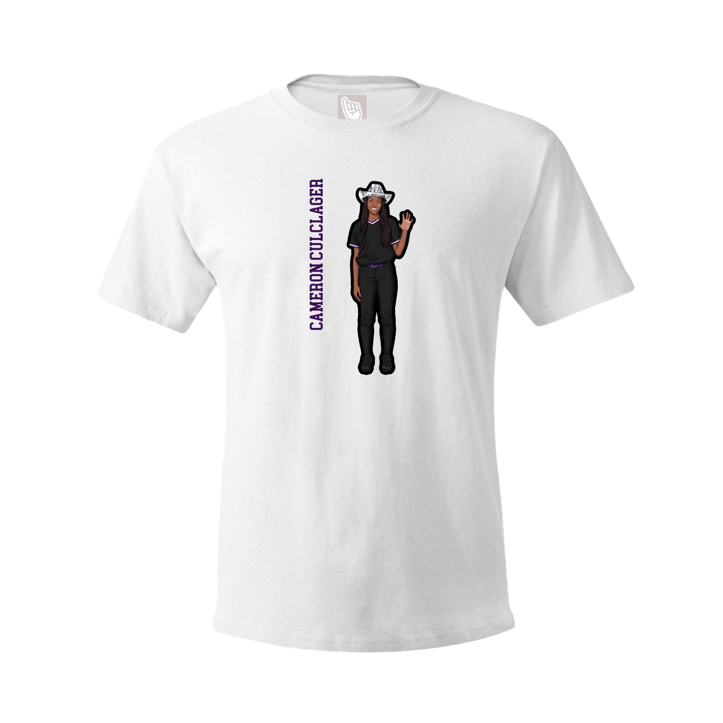 Tee — Name Vertical in White
