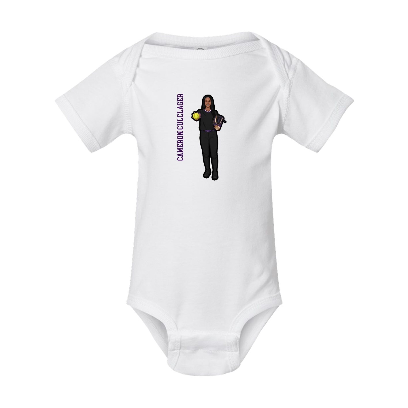 Baby Onesie — Name Vertical in White