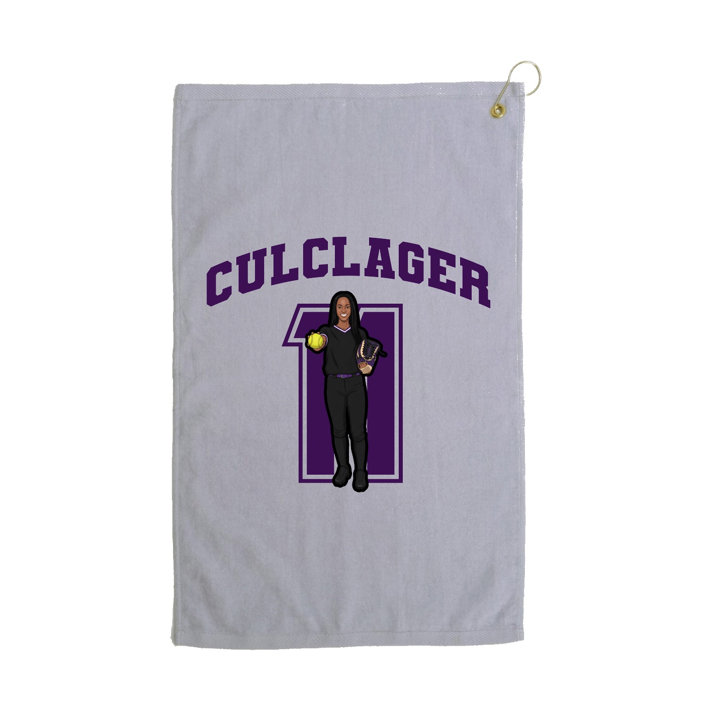 Golf Towel — Number in Grey
