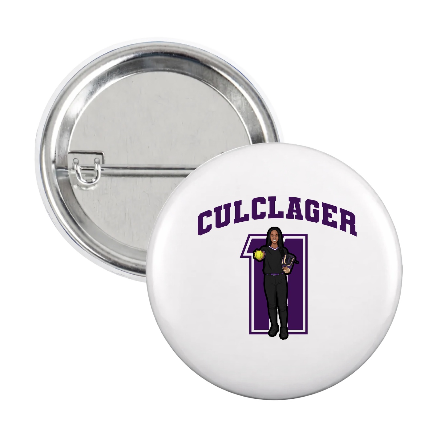 Game Day Button — Number in White