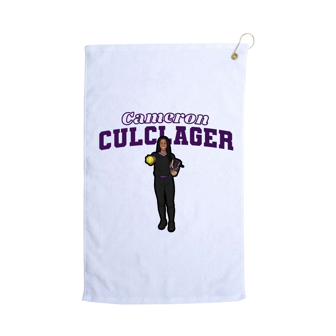 Golf Towel — Name Arch in White