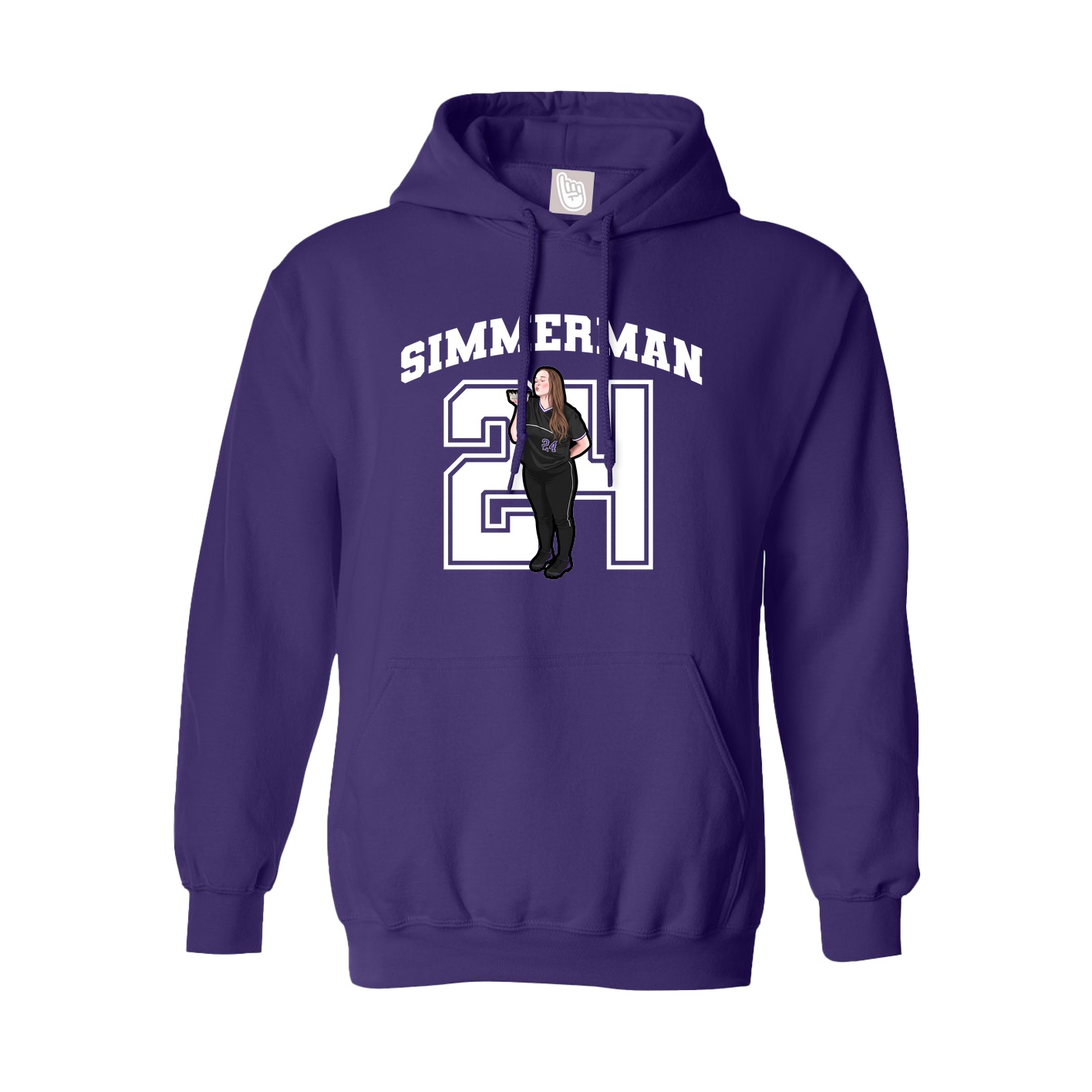 Youth Hoodie — Number in Purple