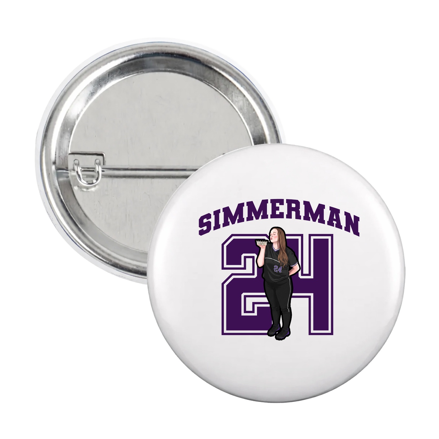 Game Day Button — Number in White