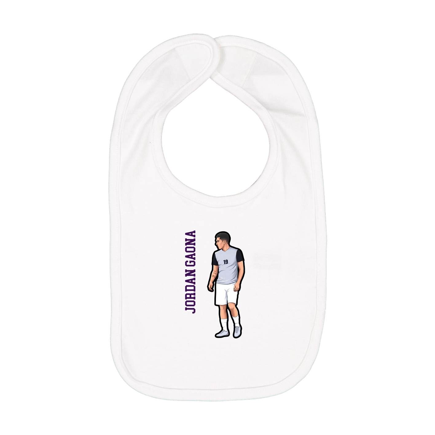 Infant Bib — Name Vertical in White