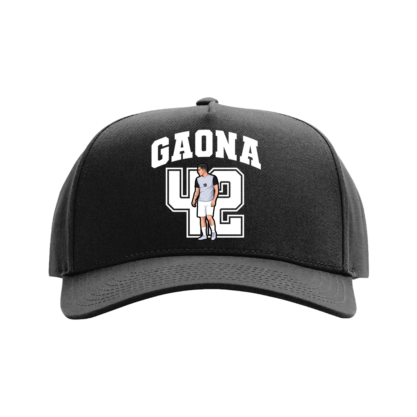Full Fabric Five-Panel Champ Cap — Number in Black