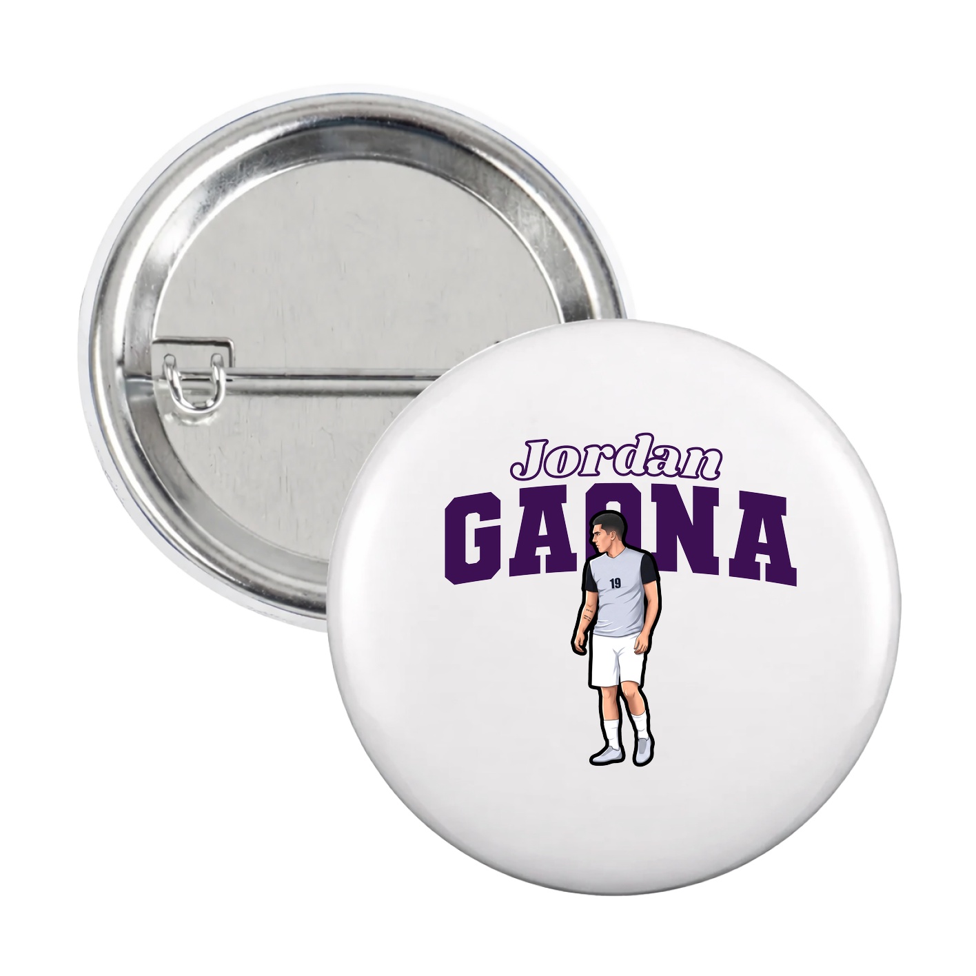 Game Day Button — Name Arch in White