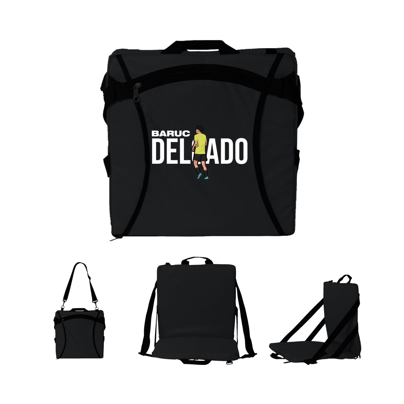 Folding Stadium Seat — Player Name in Black