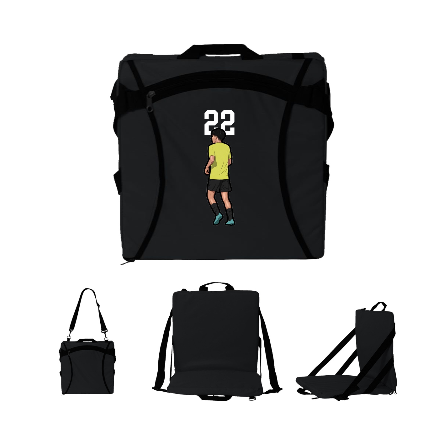 Folding Stadium Seat — Number Top in Black