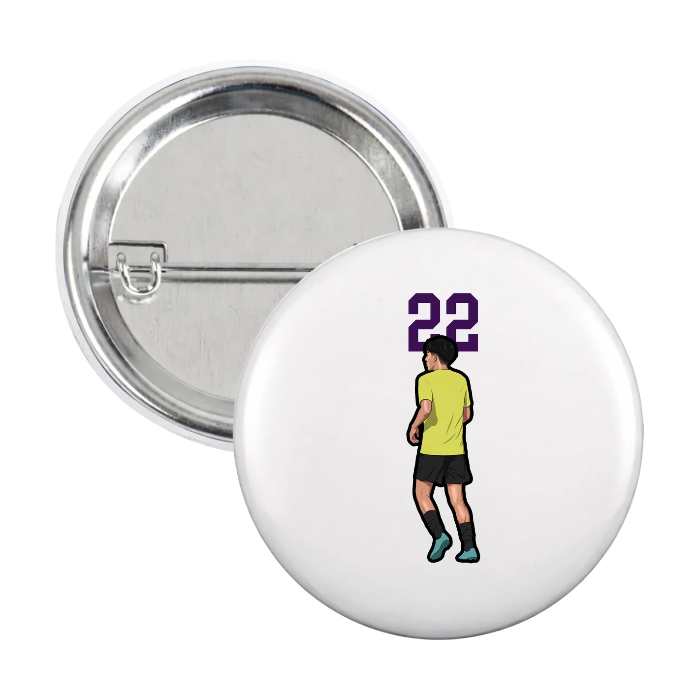Game Day Button — Number Top in White