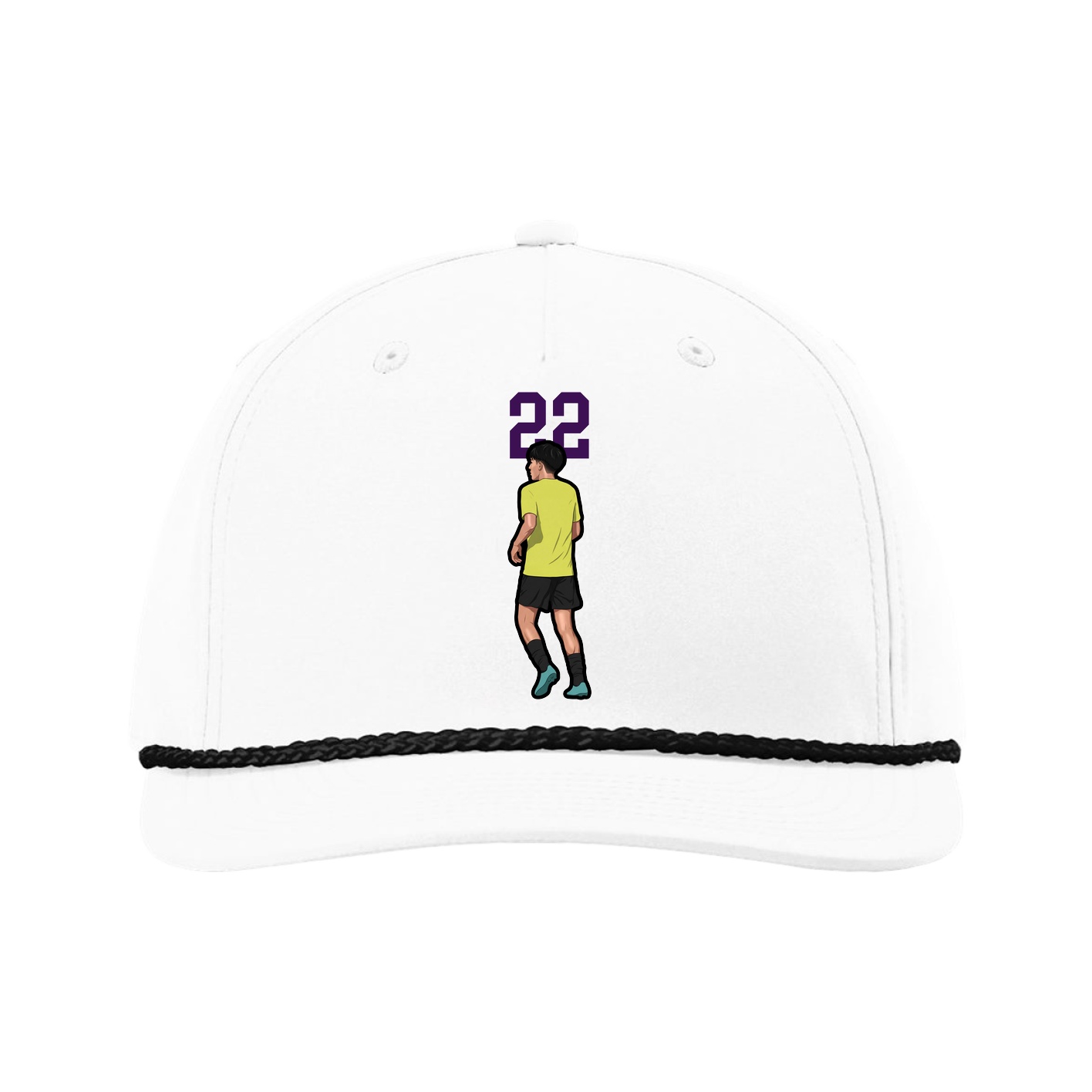 Five-Panel Classic Rope Cap — Number Top in White