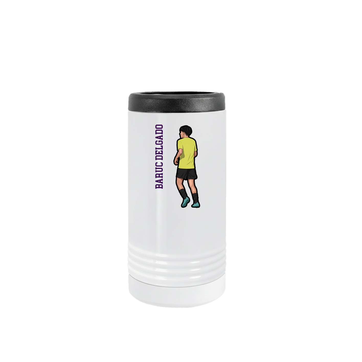 Slim Beverage Holder — Name Vertical in White