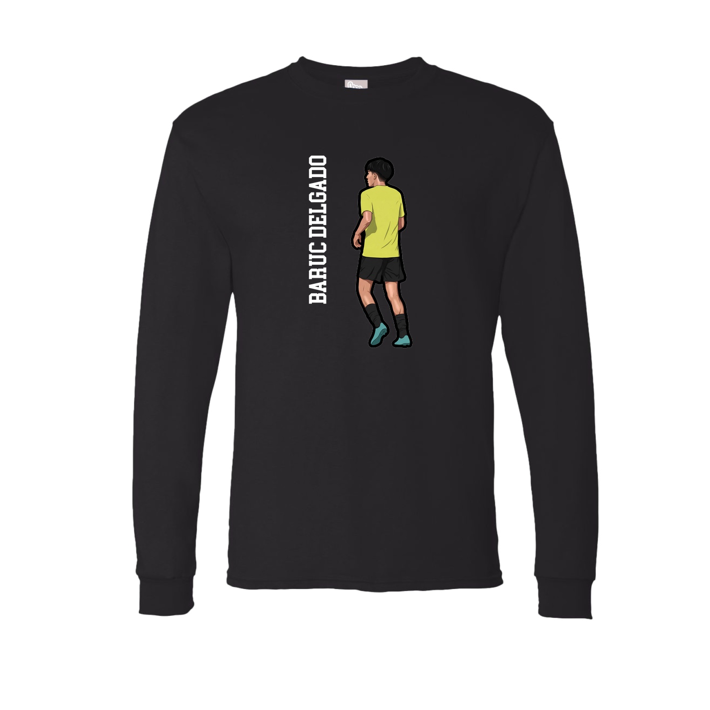 Long Sleeve Tee — Name Vertical in Black