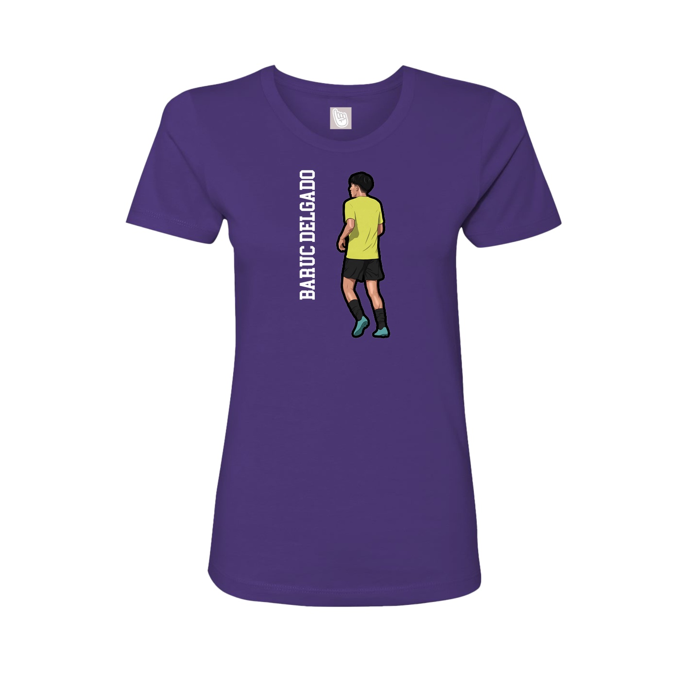 Fitted Women's Tee — Name Vertical in Purple