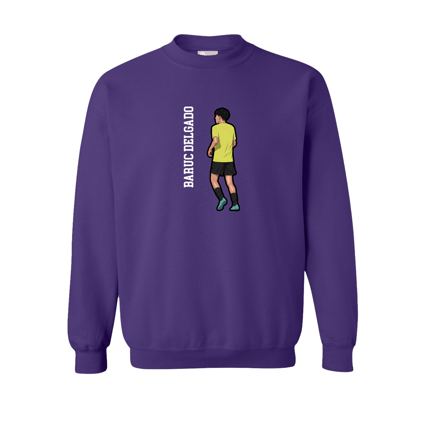 Fleece Crew — Name Vertical in Purple