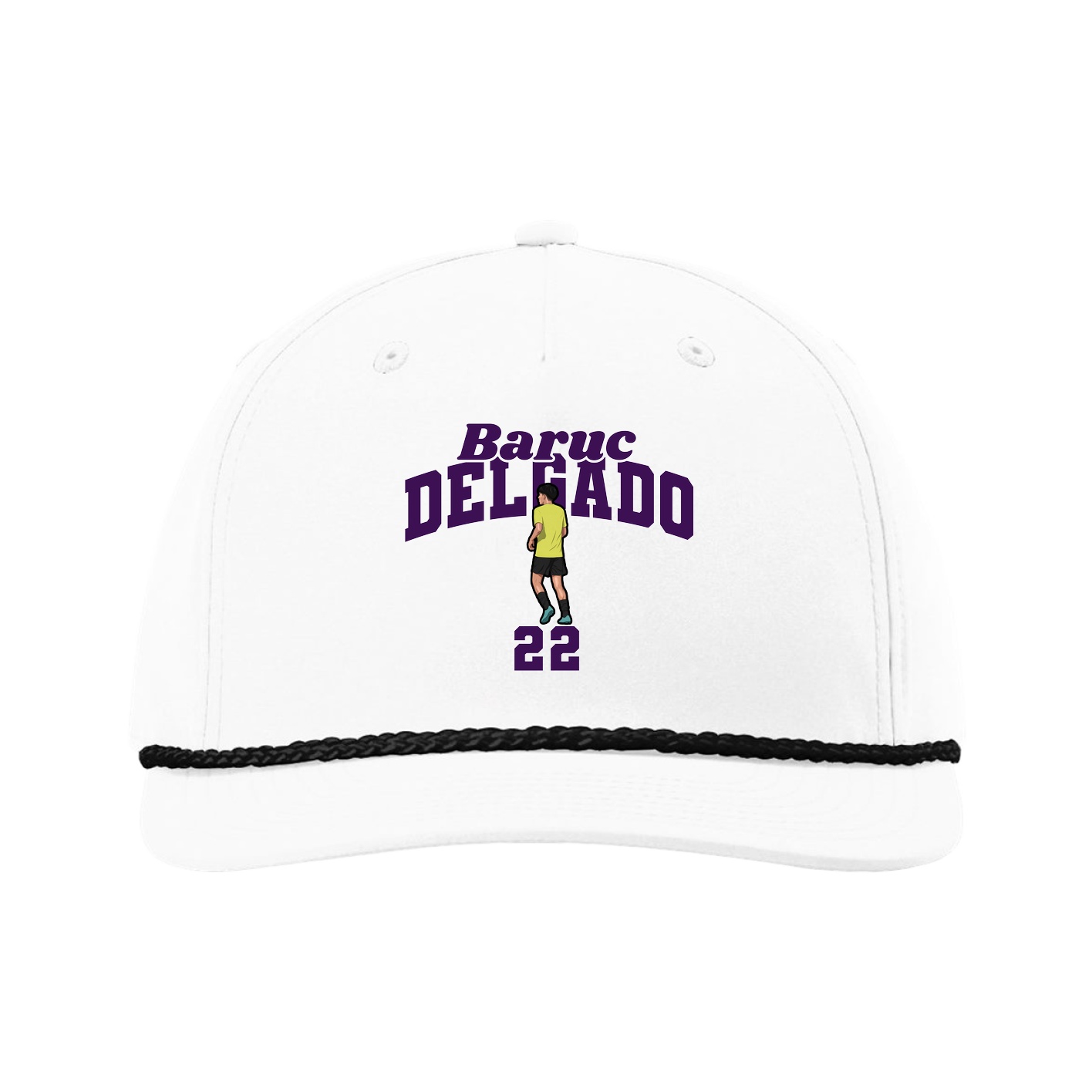 Five-Panel Classic Rope Cap — Signature Arch in White