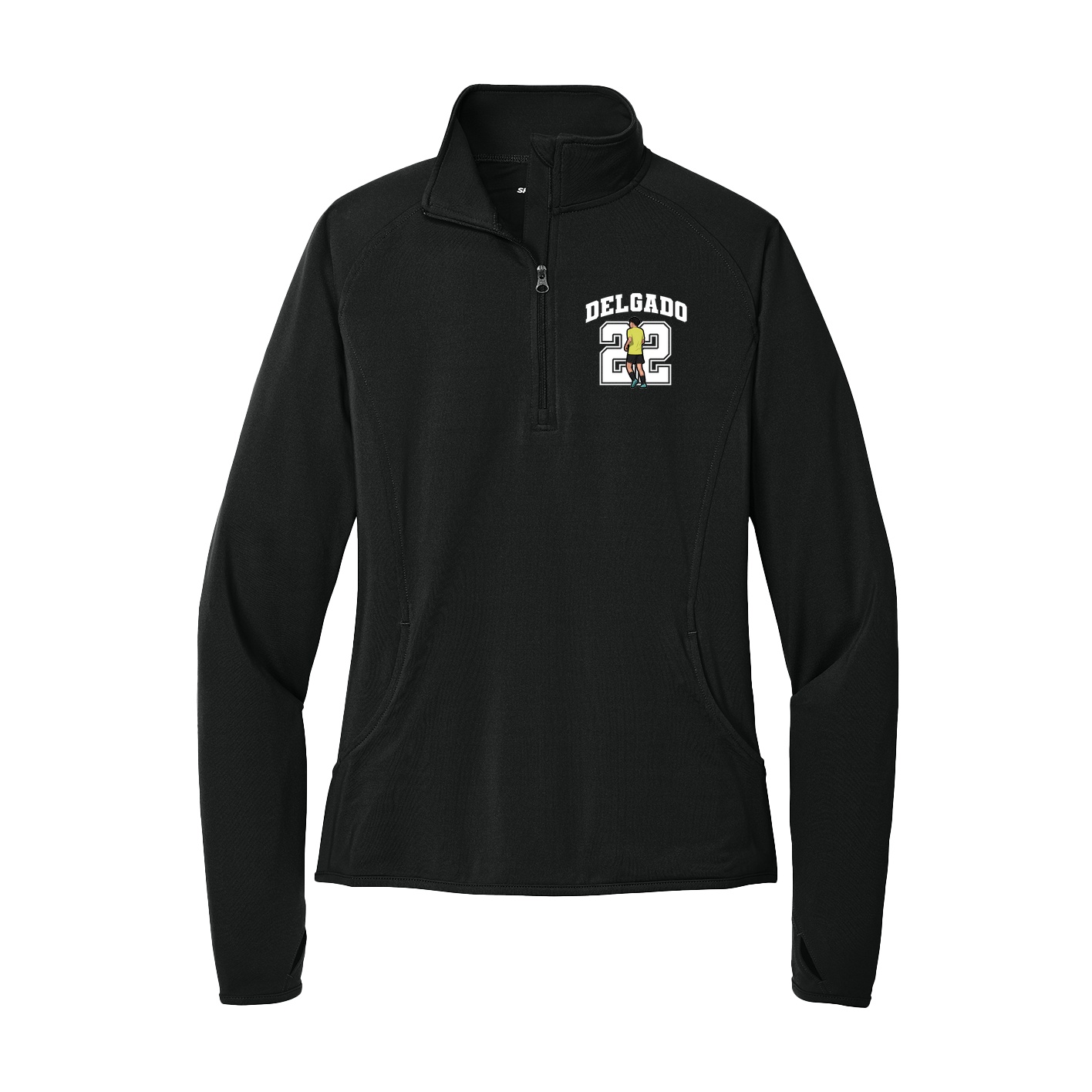 Women's Q-Zip Pullover — Number in Black