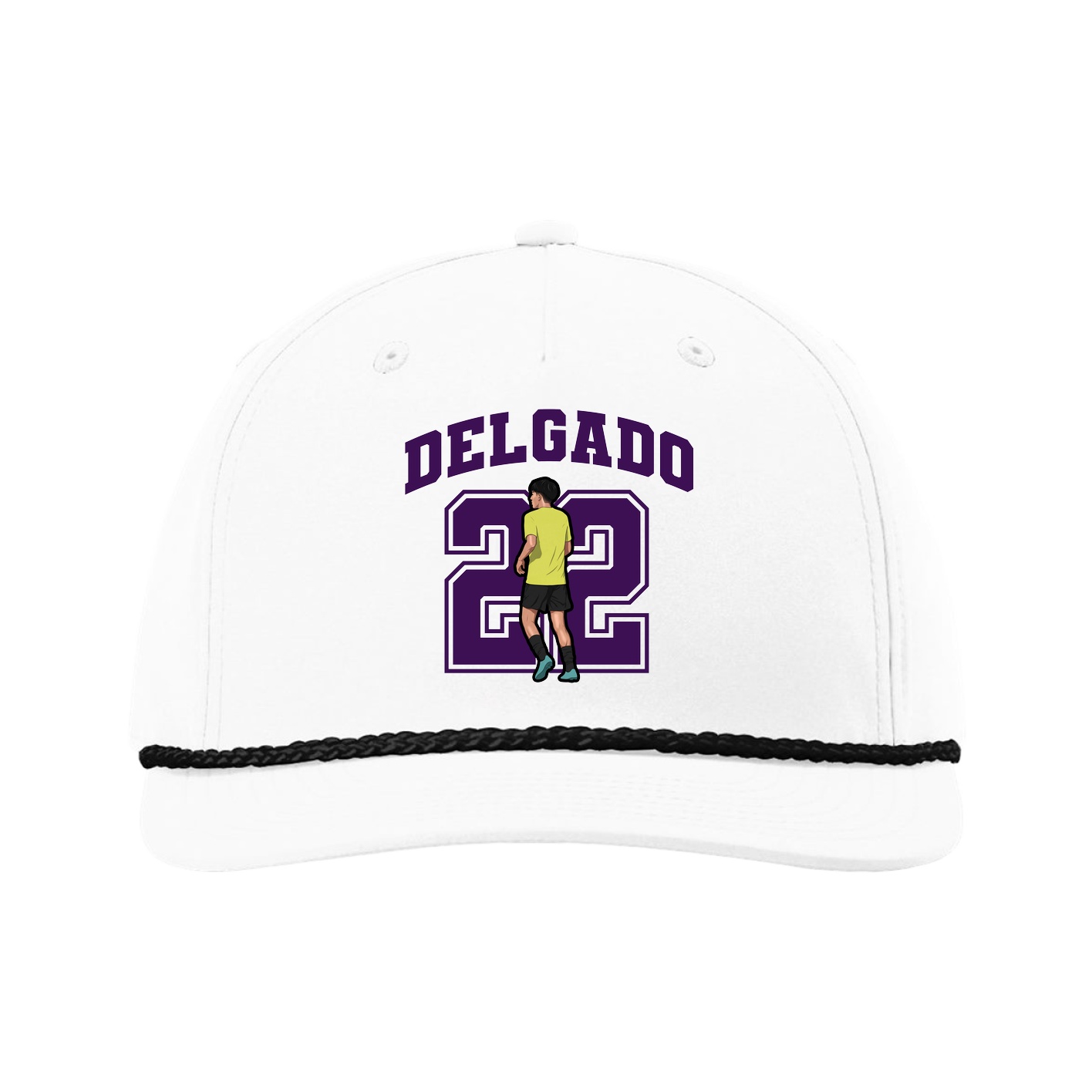 Five-Panel Classic Rope Cap — Number in White