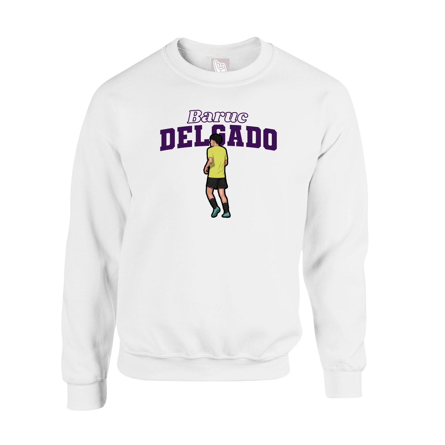 Fleece Crew — Name Arch in White