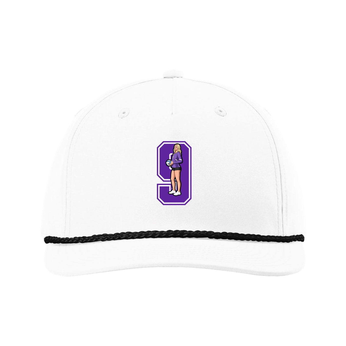 Five-Panel Classic Rope Cap — Number in White