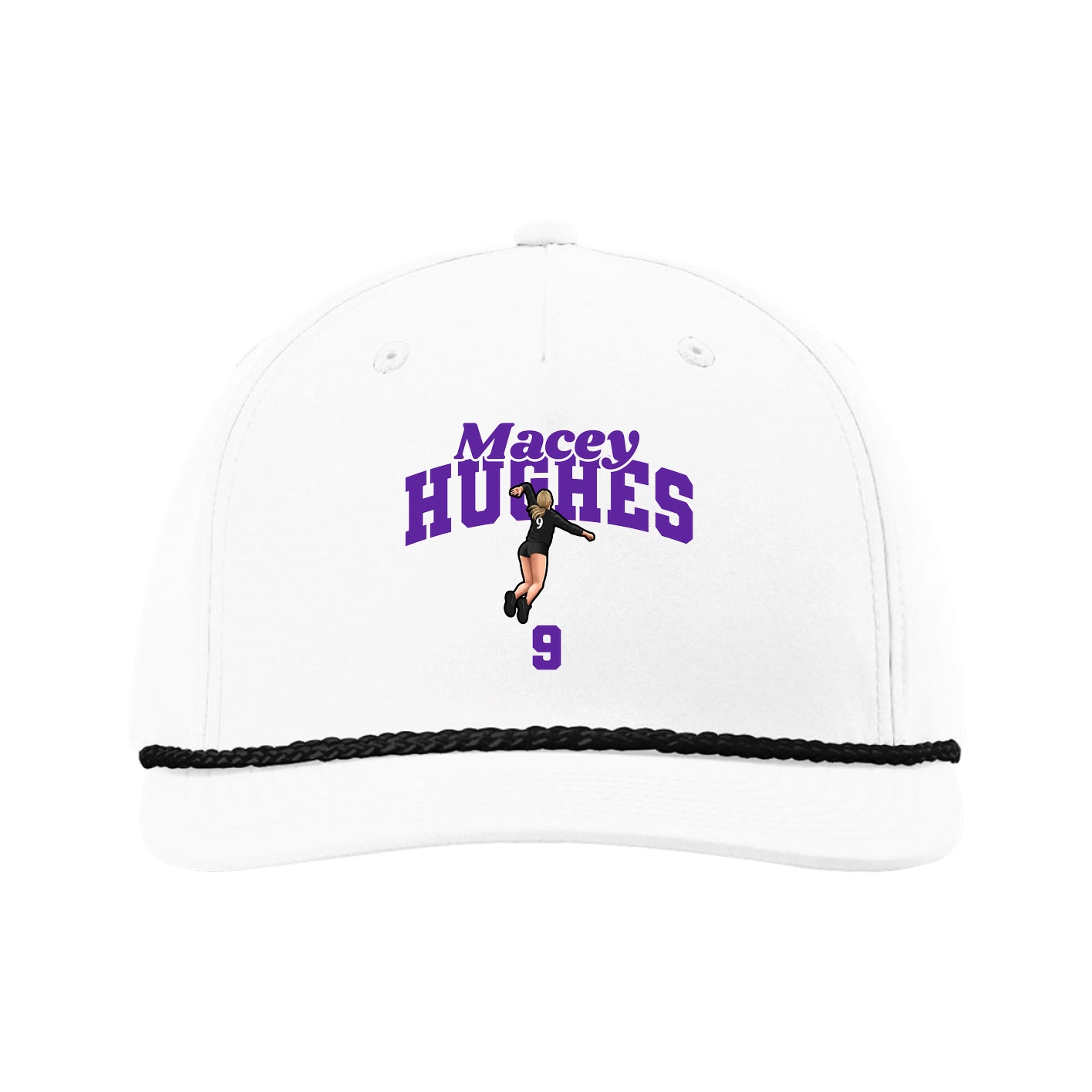 Five-Panel Classic Rope Cap — Signature Arch in White
