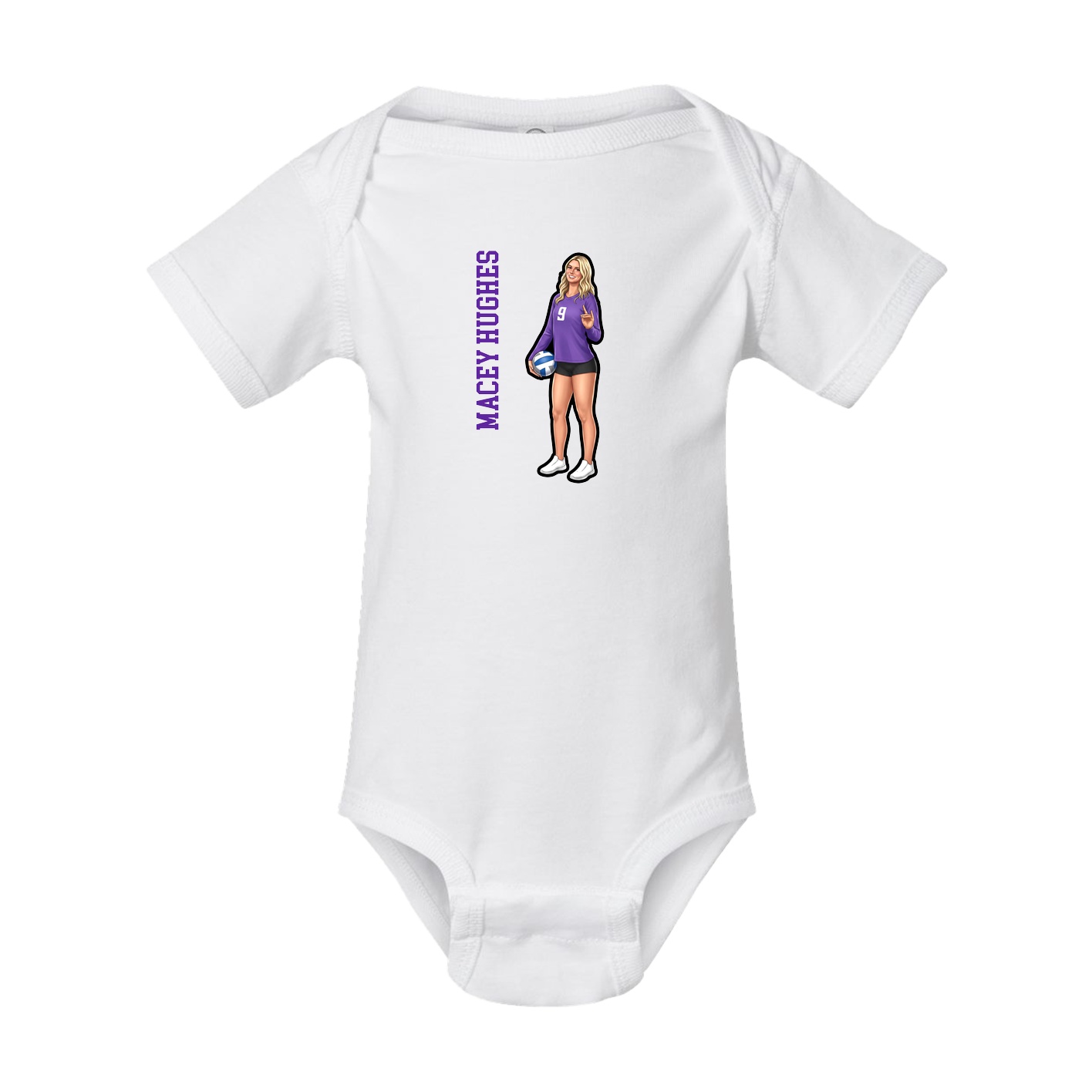 Baby Onesie — Name Vertical in White
