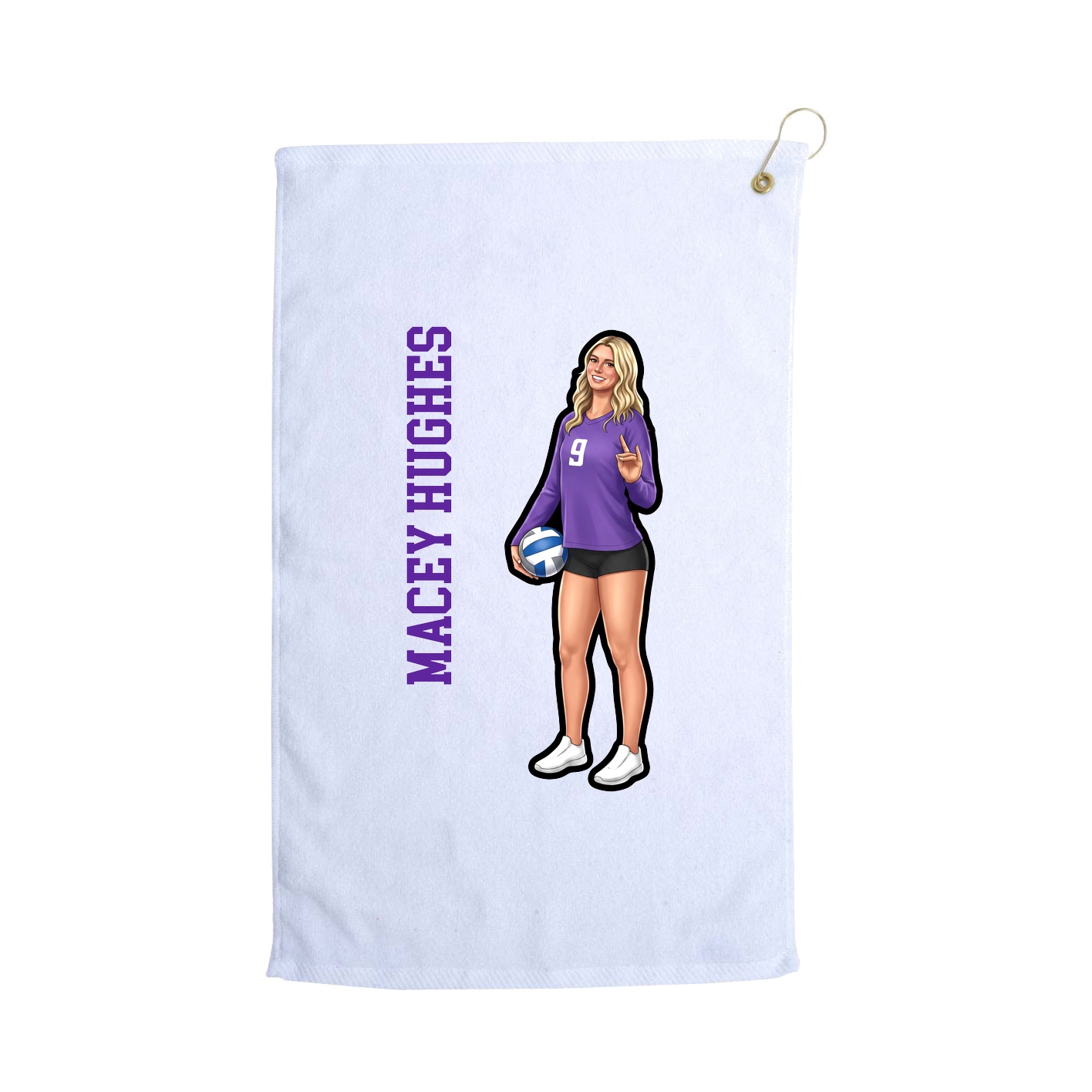 Golf Towel — Name Vertical in White