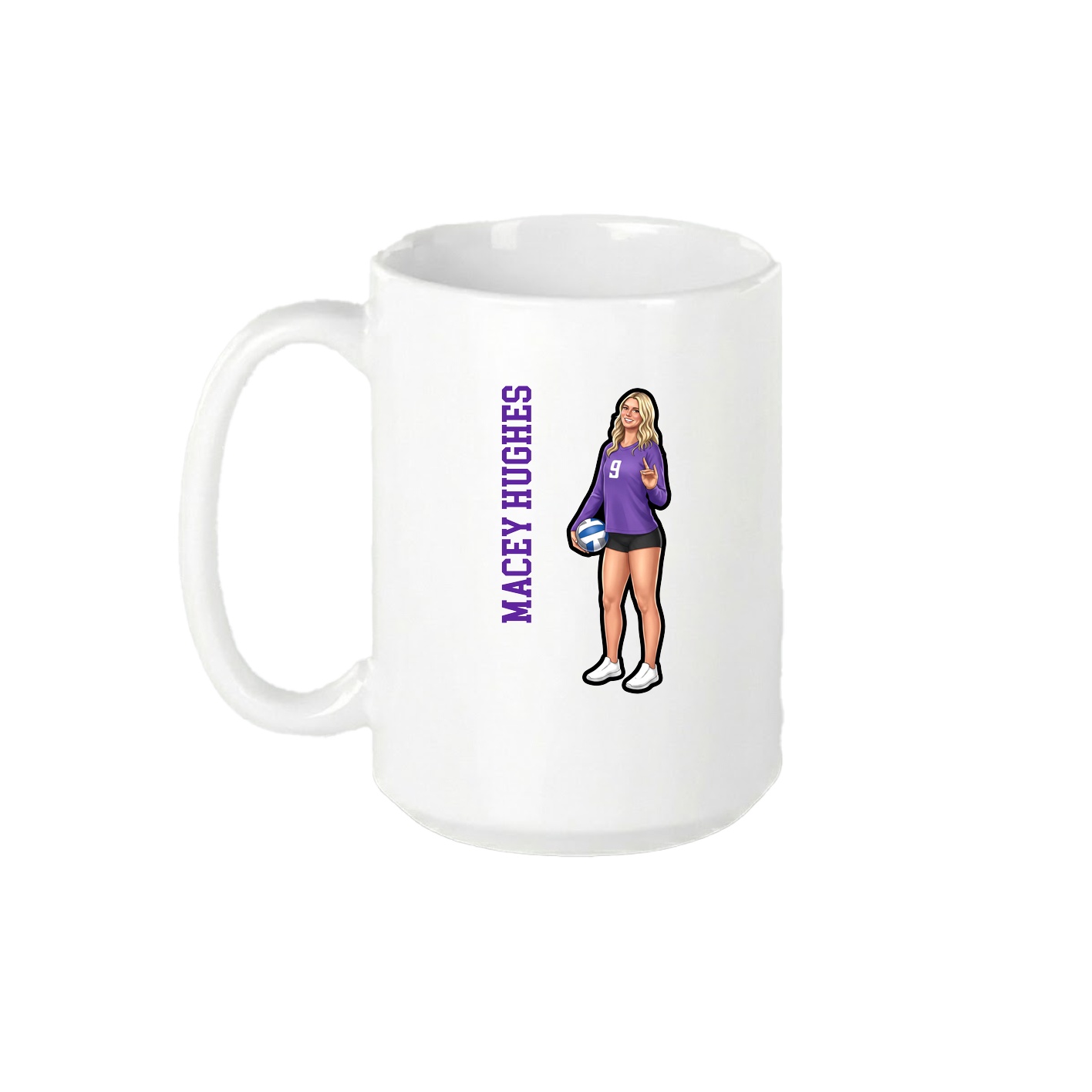 15oz Coffee Mug — Name Vertical in White