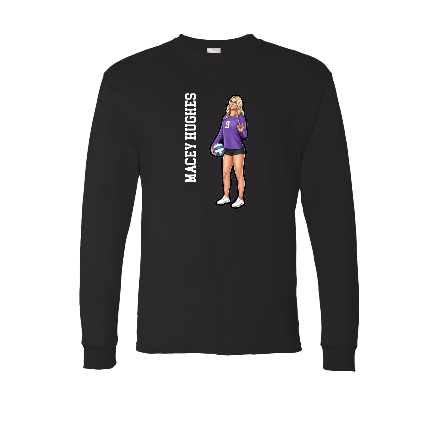 Long Sleeve Tee — Name Vertical in Black