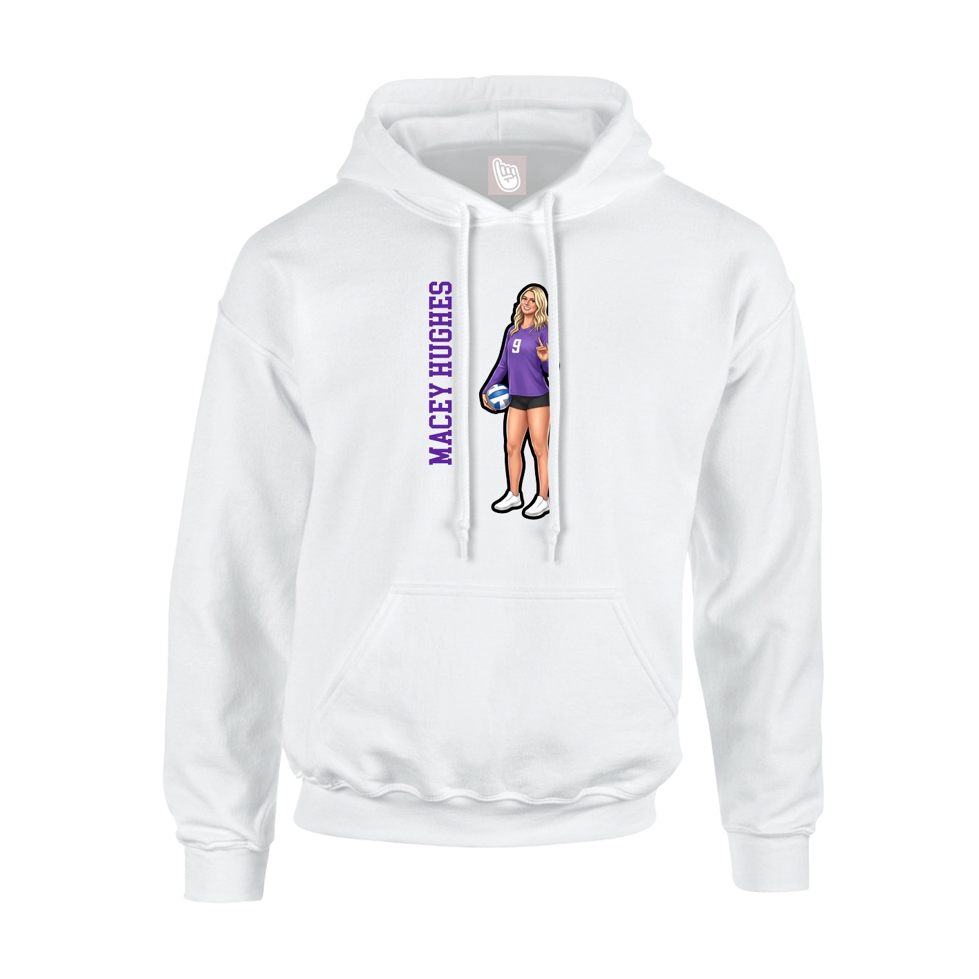 Youth Hoodie — Name Vertical in White