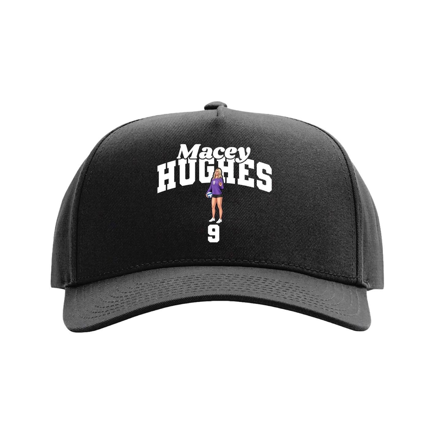 Full Fabric Five-Panel Champ Cap — Signature Arch in Black