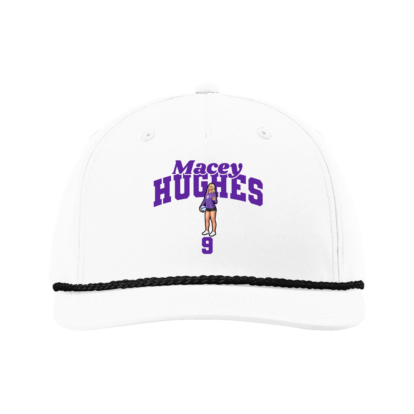 Five-Panel Classic Rope Cap — Signature Arch in White