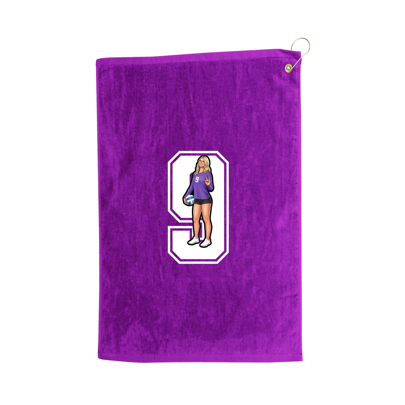 Golf Towel — Number in Purple