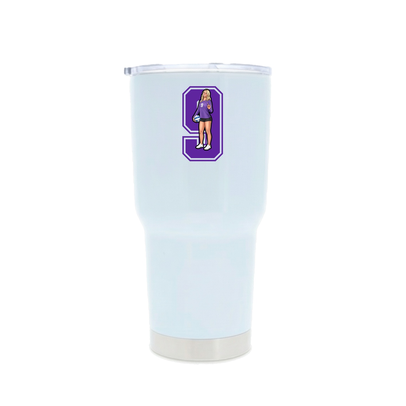 30oz Stainless Steel Tumbler — Number in White