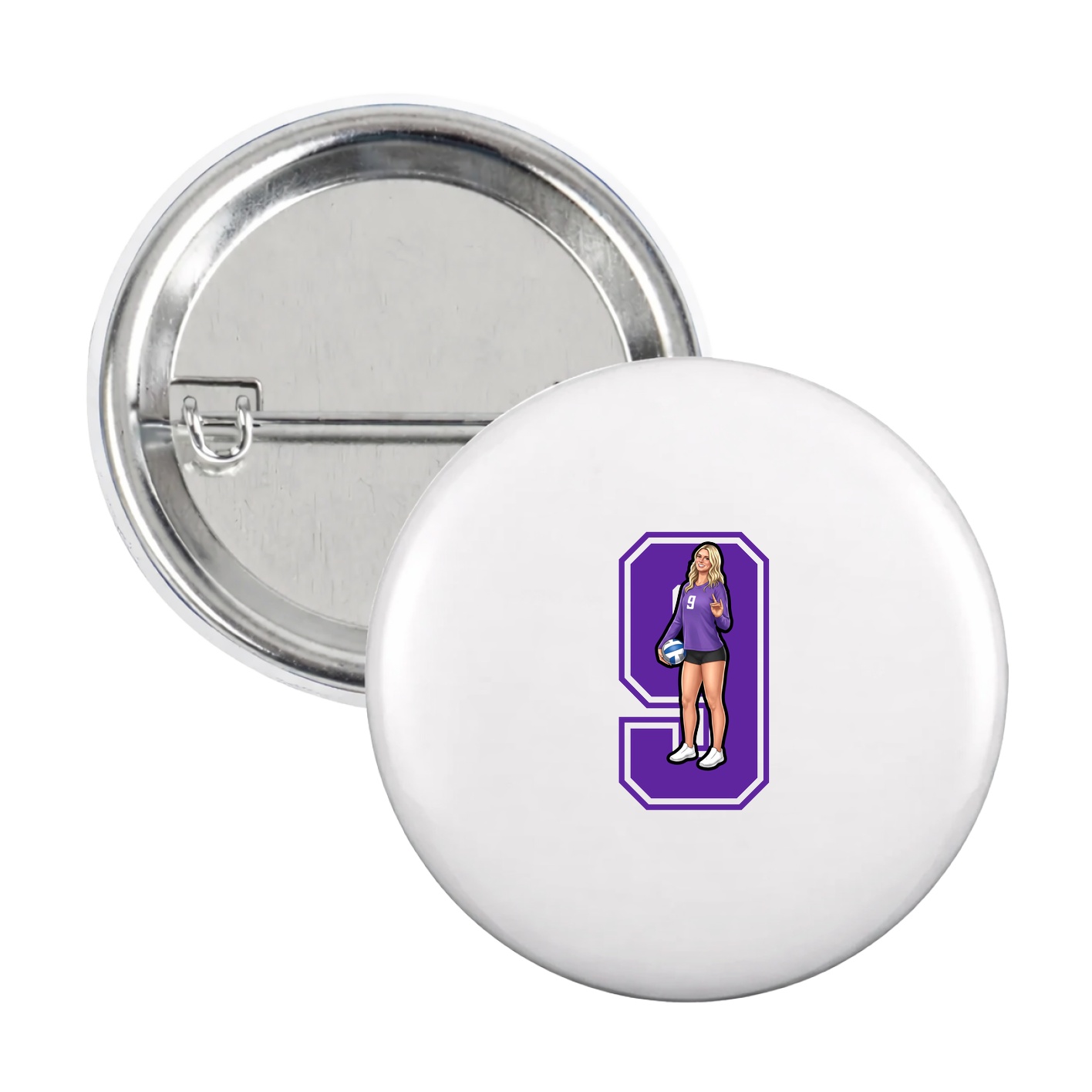 Game Day Button — Number in White