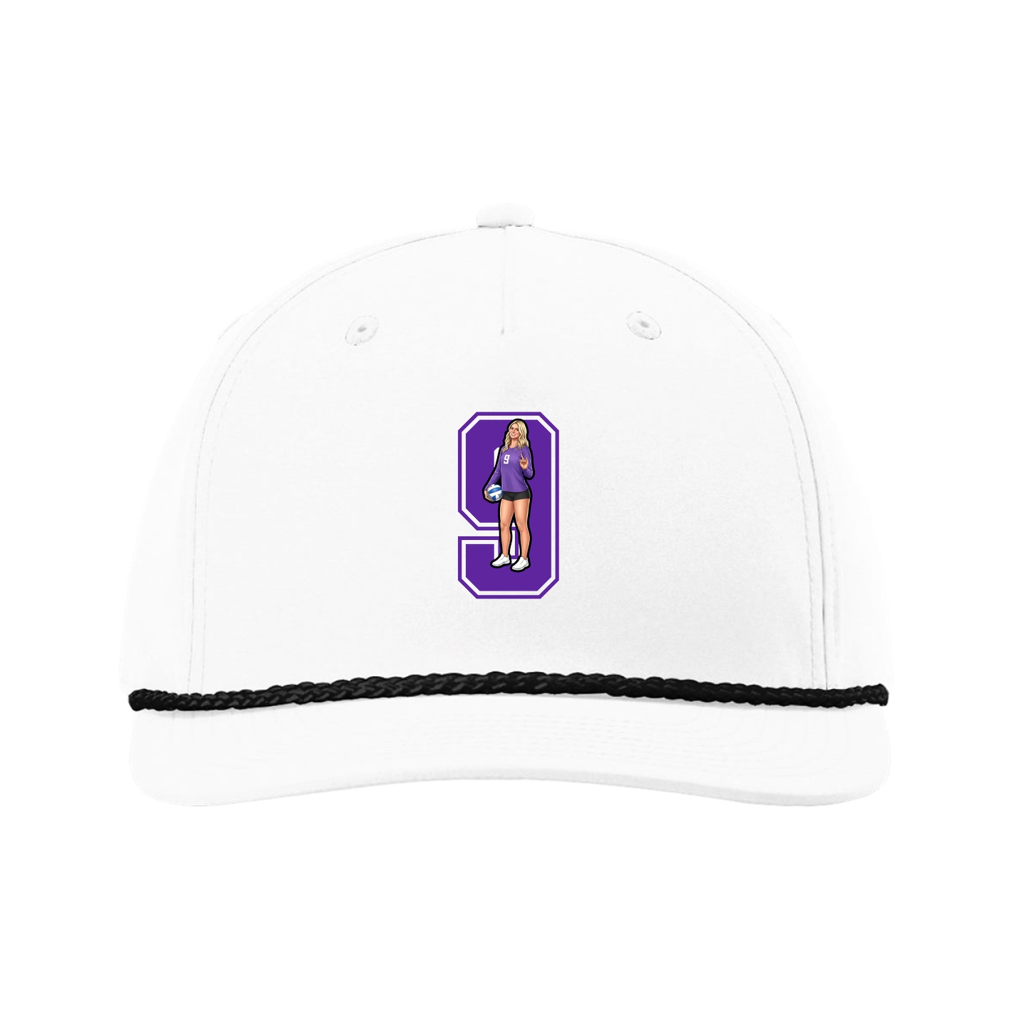 Five-Panel Classic Rope Cap — Number in White