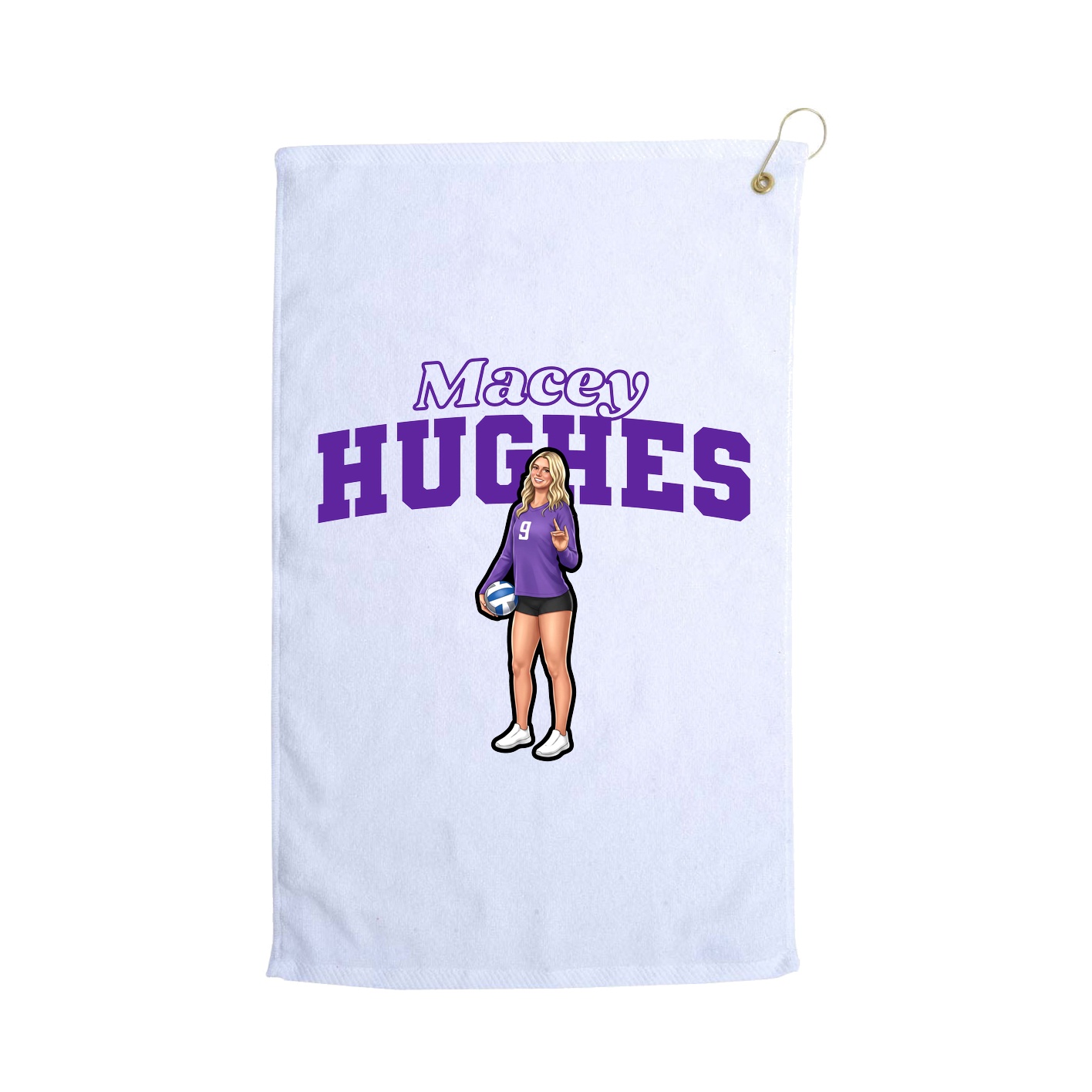 Golf Towel — Name Arch in White