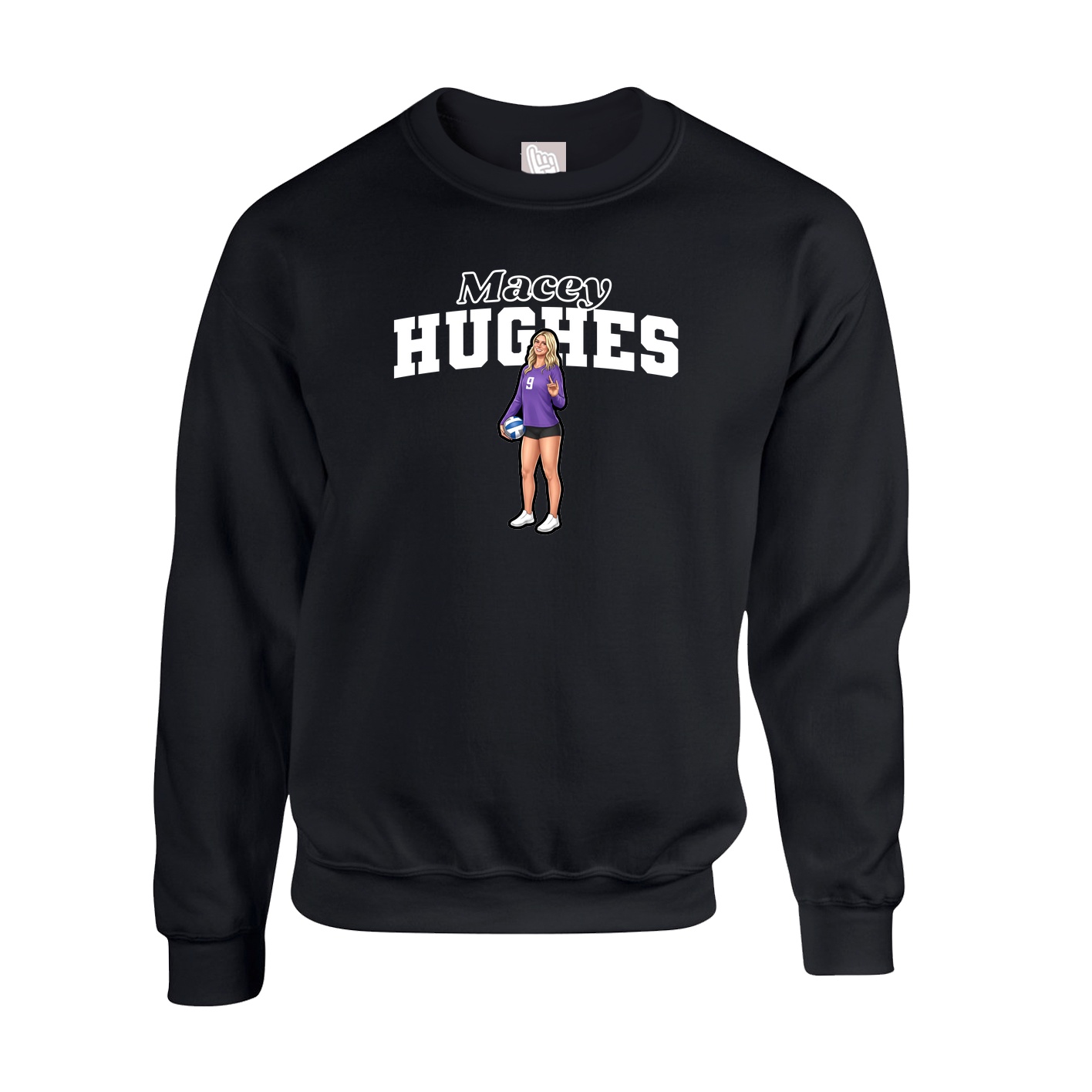 Fleece Crew — Name Arch in Black