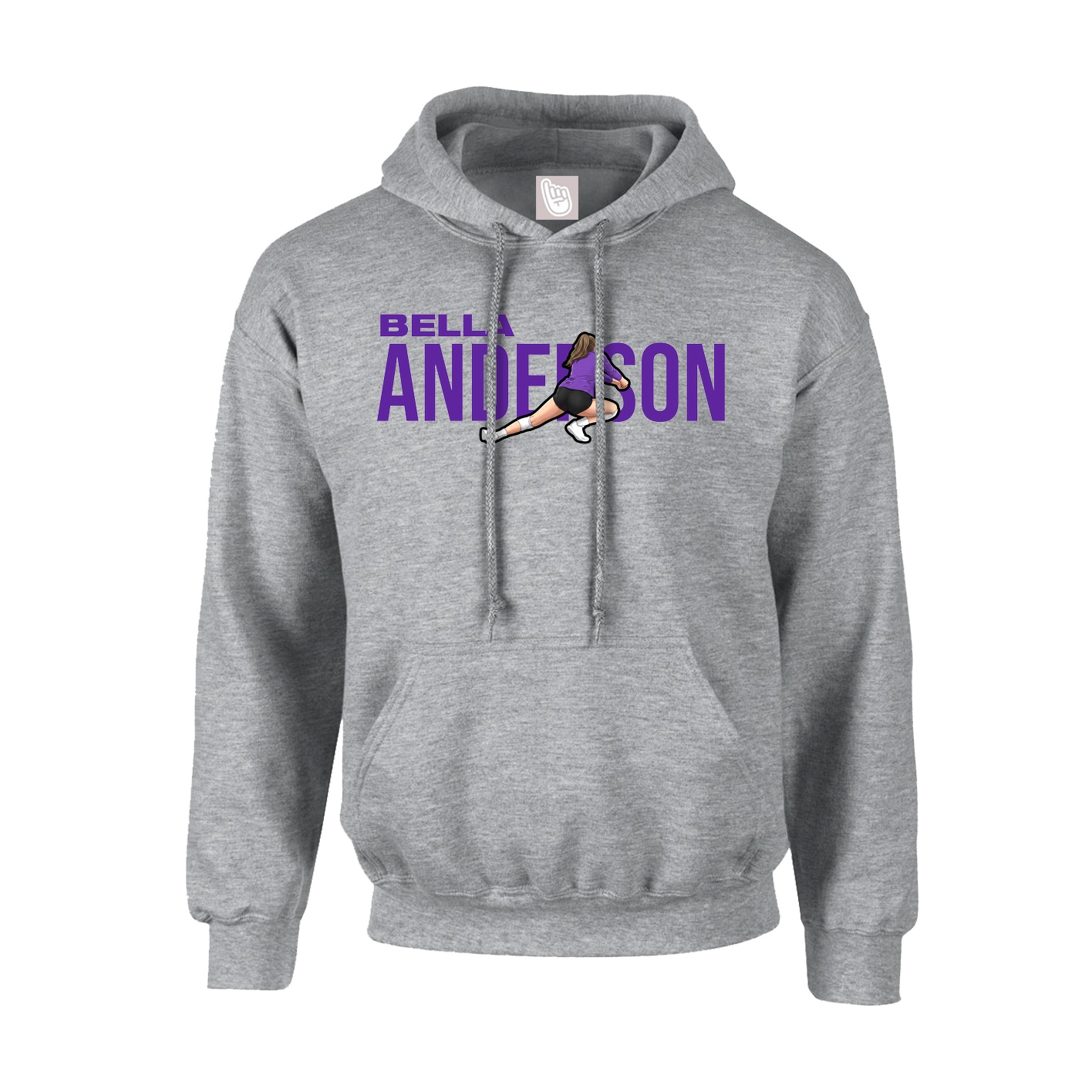 Hoodie — Player Name in Grey