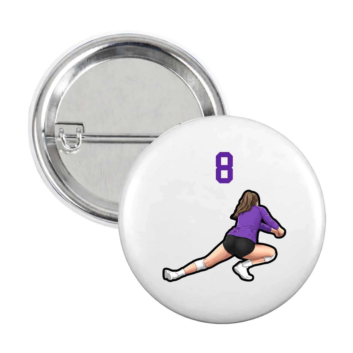 Game Day Button — Number Top in White