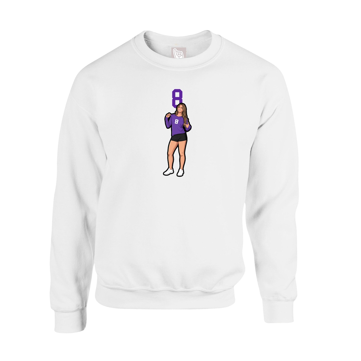 Fleece Crew — Number Top in White