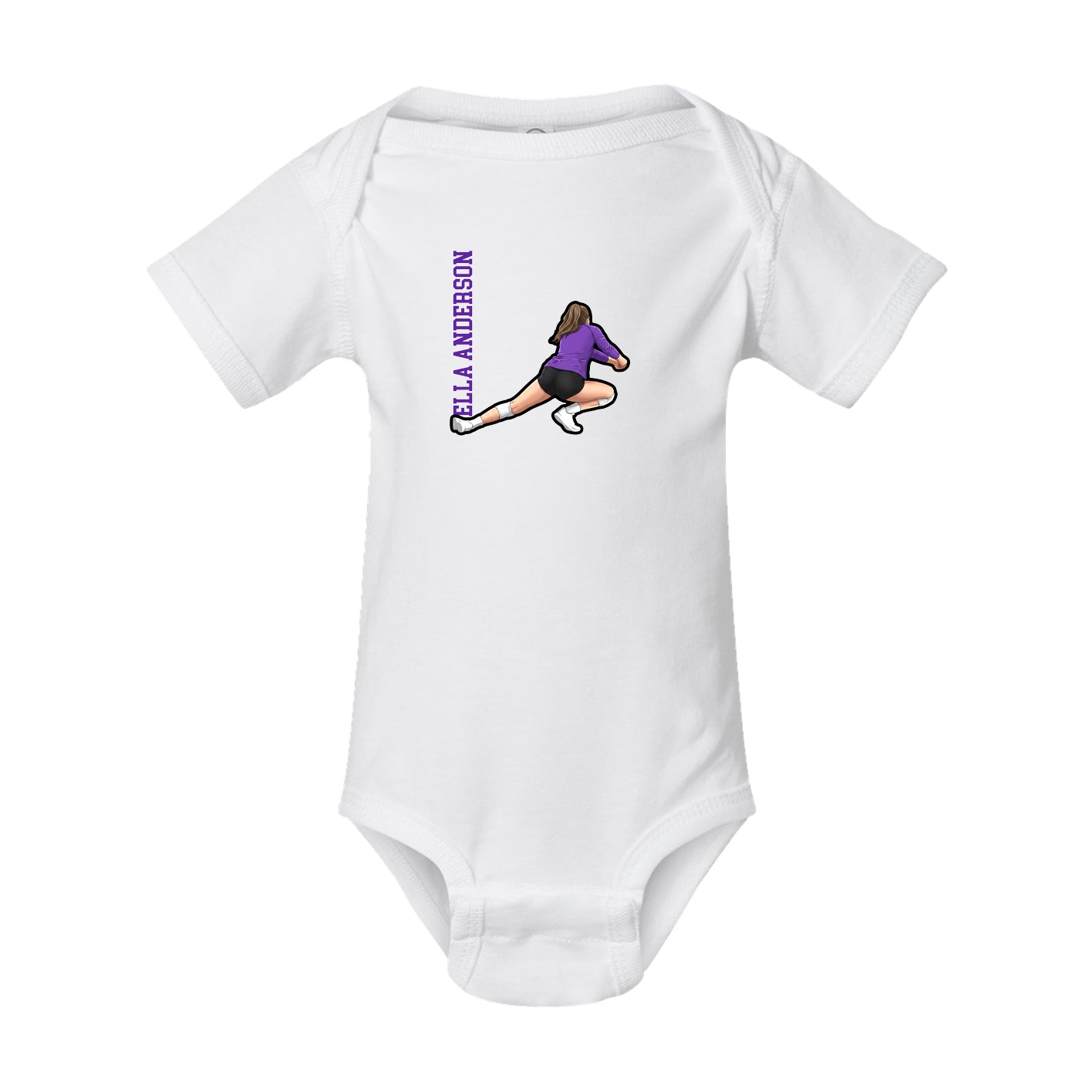 Baby Onesie — Name Vertical in White
