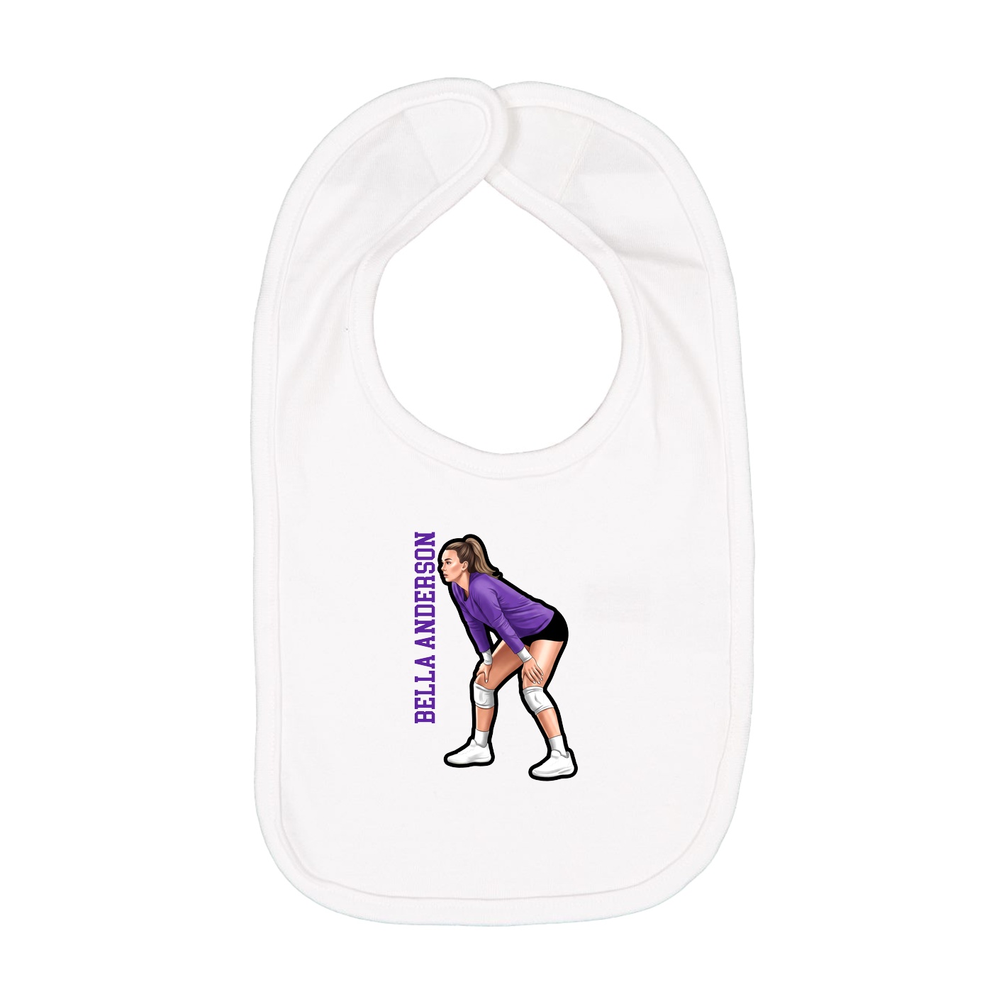 Infant Bib — Name Vertical in White