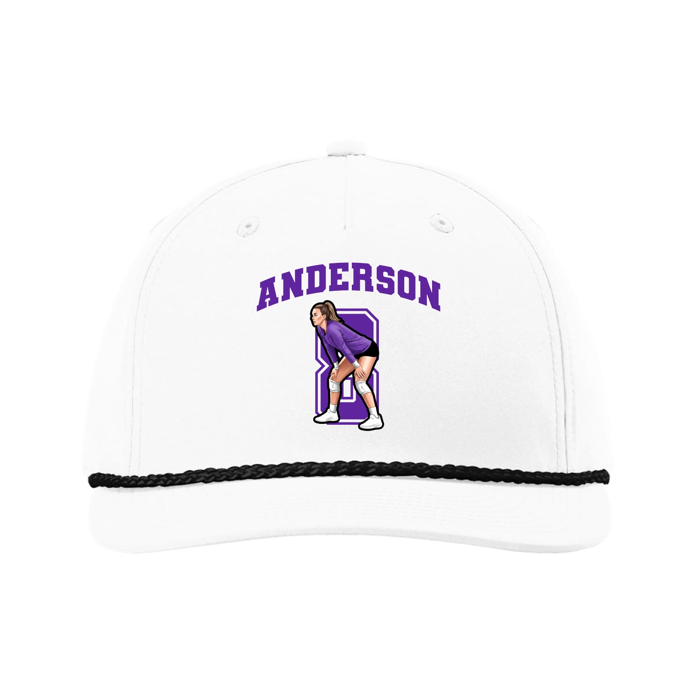Five-Panel Classic Rope Cap — Number in White