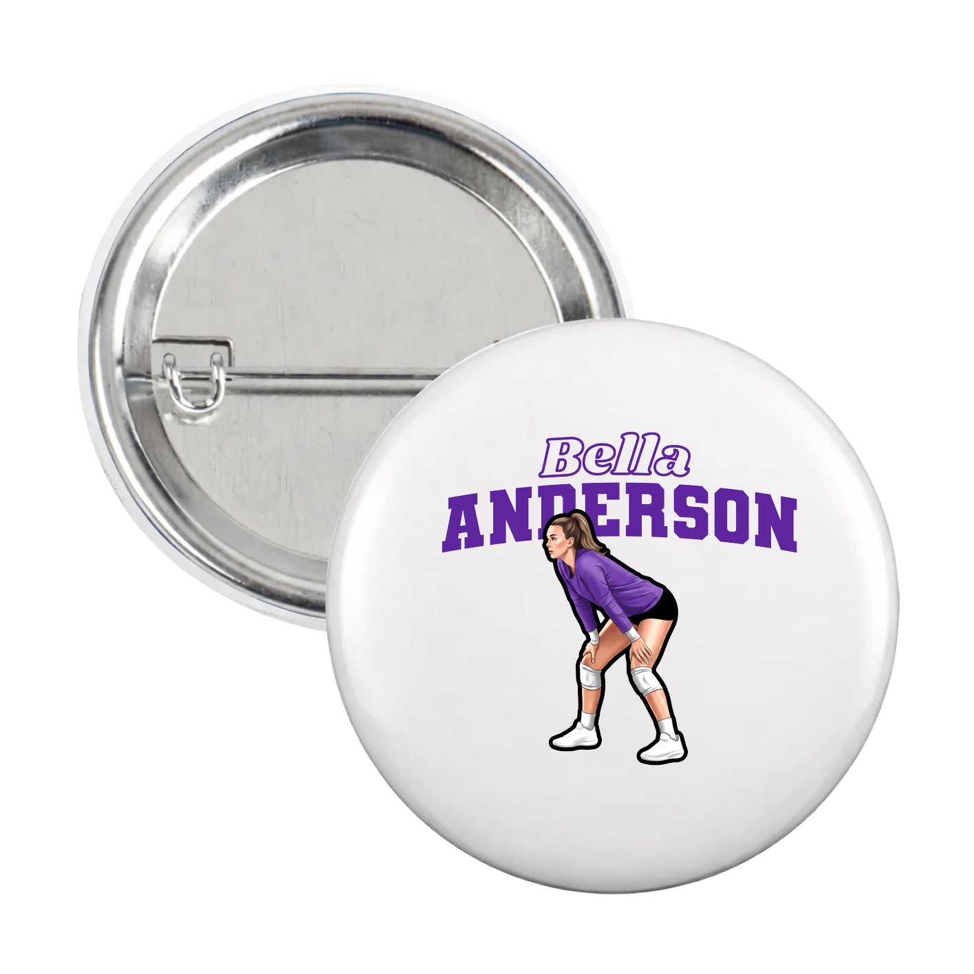 Game Day Button — Name Arch in White