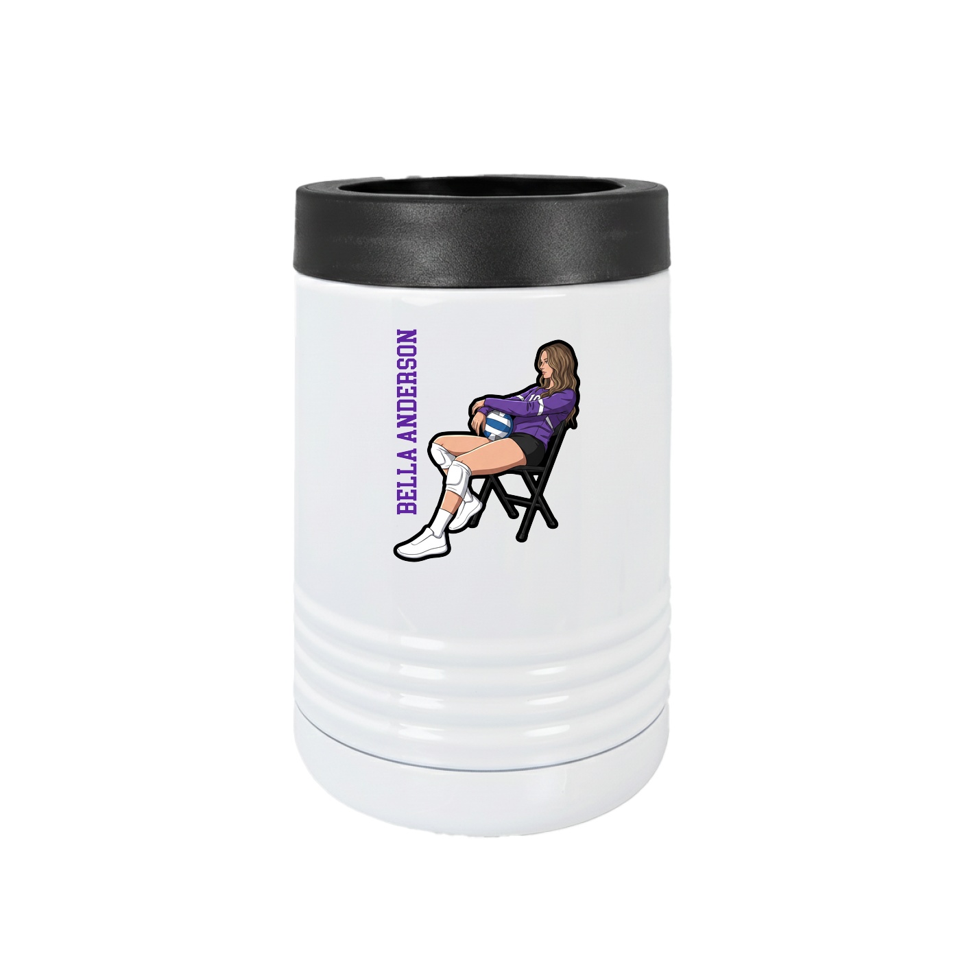 Beverage Holder — Name Vertical in White