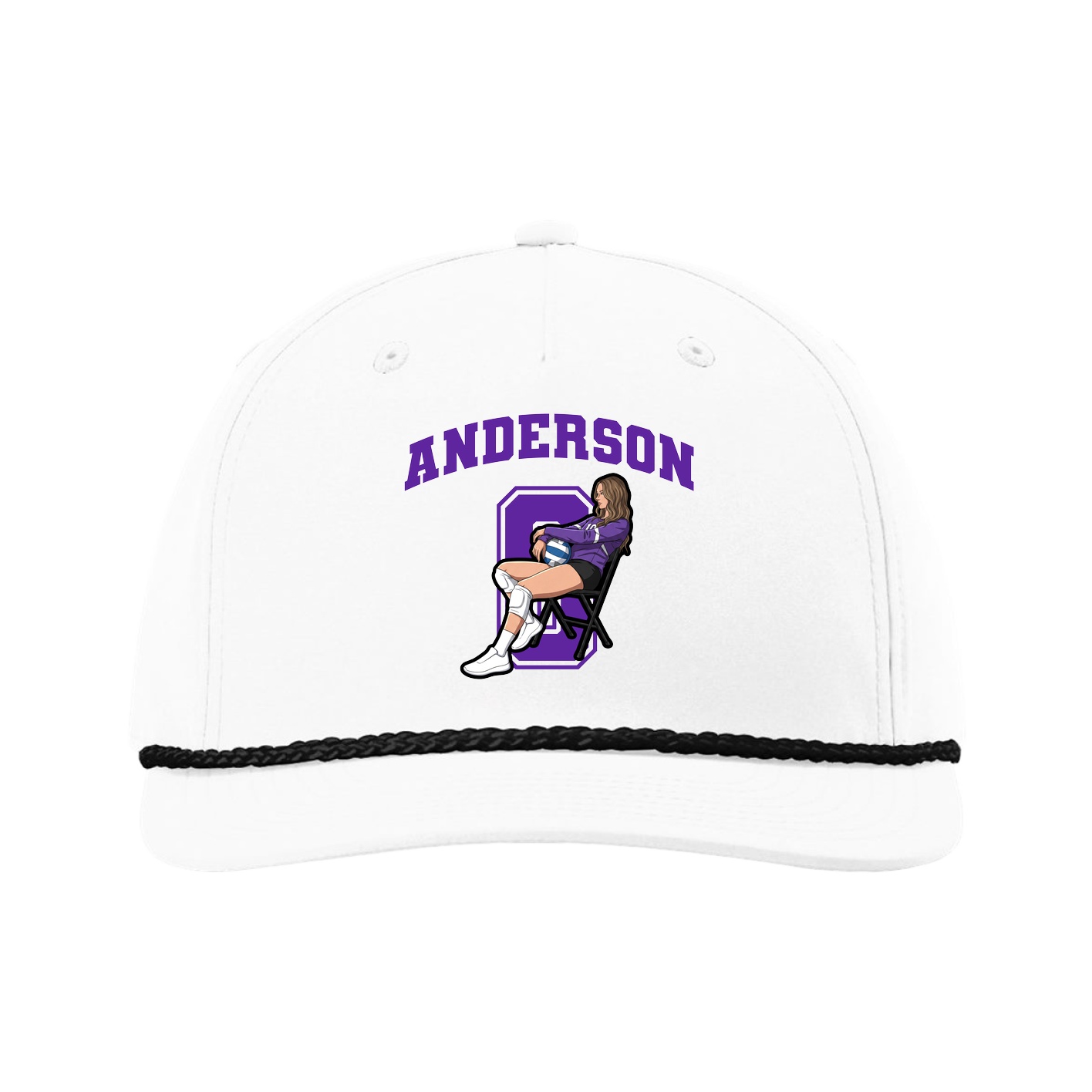 Five-Panel Classic Rope Cap — Number in White