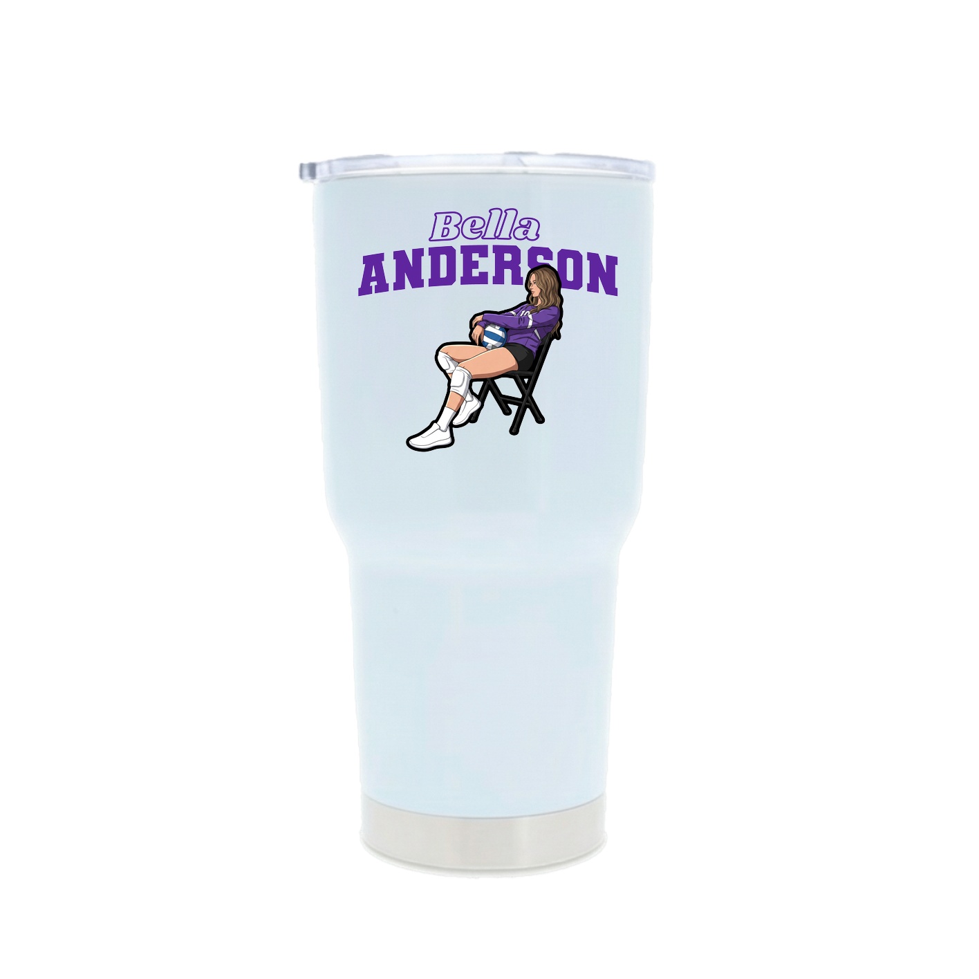 30oz Stainless Steel Tumbler — Name Arch in White