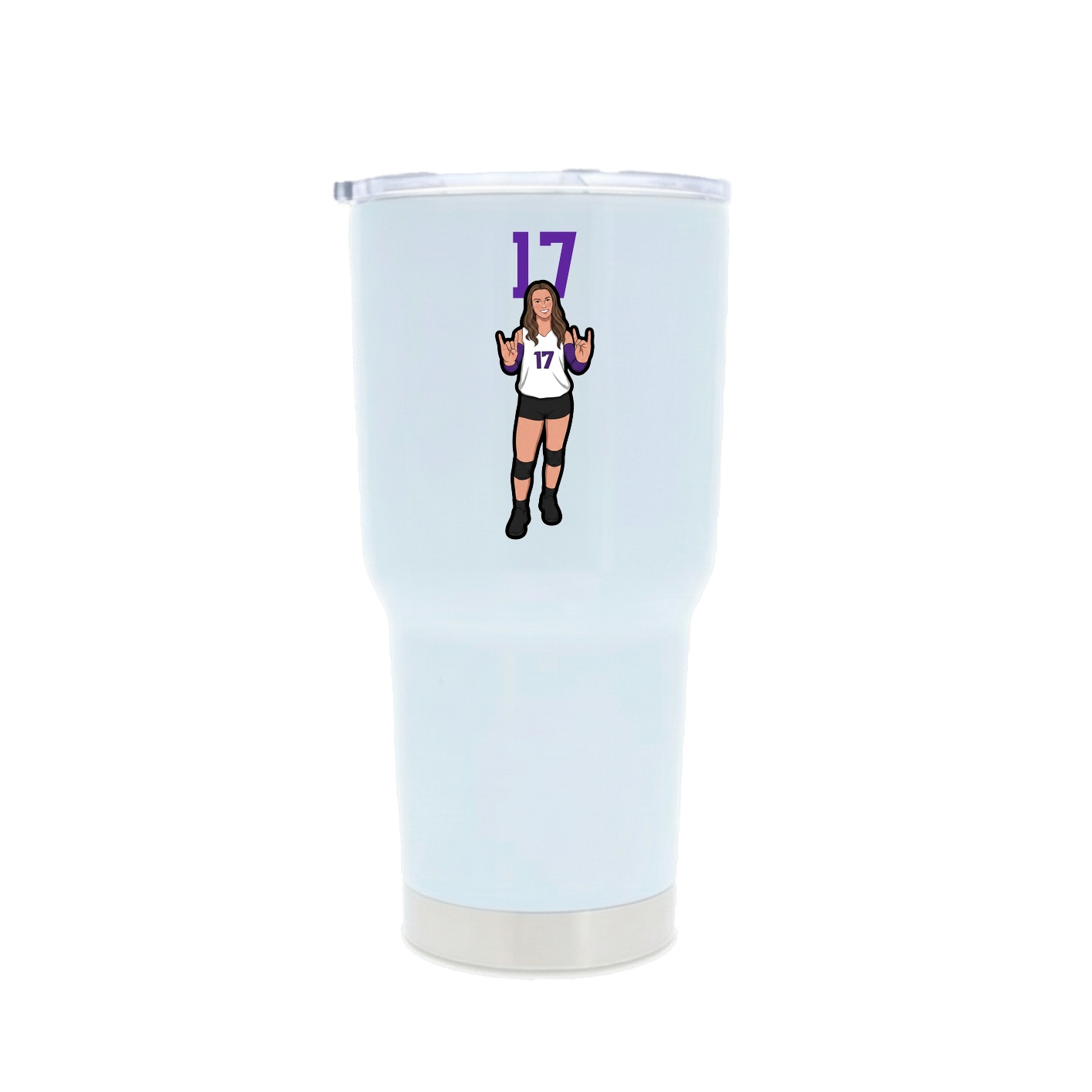 30oz Stainless Steel Tumbler — Number Top in White