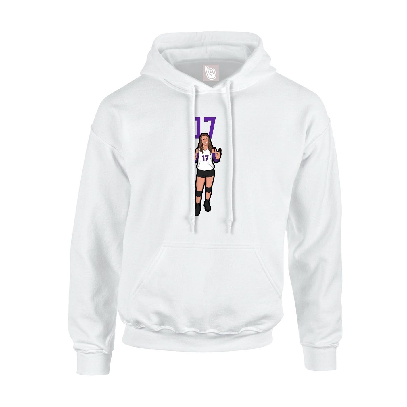 Youth Hoodie — Number Top in White